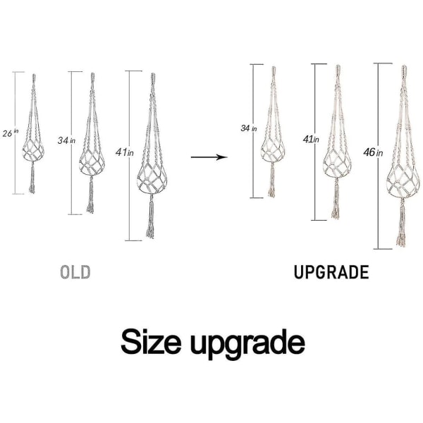 3-pack macramé-växtupphängning, hängande växtkruka