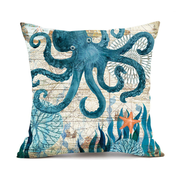 Sea life sea turtle seahorse whale octopus pillow case C