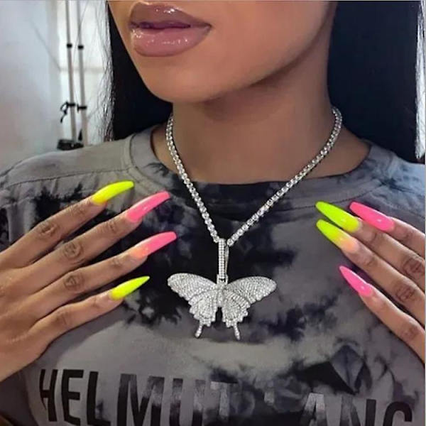 Krystall sommerfugl choker halskjede rhinestone anheng halskjeder kjede glitrende sommerfugl smykker mote fest tilbehør for kvinner og jenter