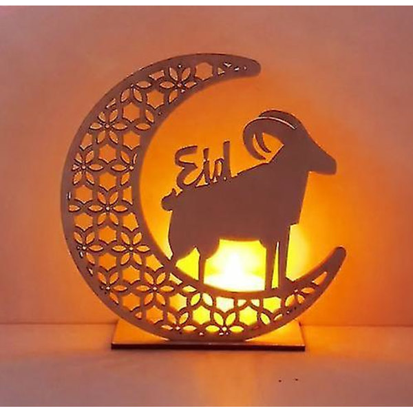 Ramadan Diy Trä Måne Led Ljus COLOR1