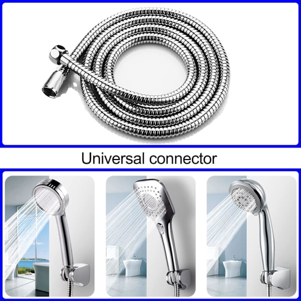 Dusjslange, 2m rustfritt stål dusjslange, universell dusjslange, universell gjengetilkobling (G1/2 tommer) (2m)