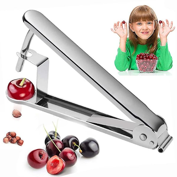 Kirsebærstenfjerner i rustfrit stål, tryk-type Jujube-stenfjerner, køkkenudstyr