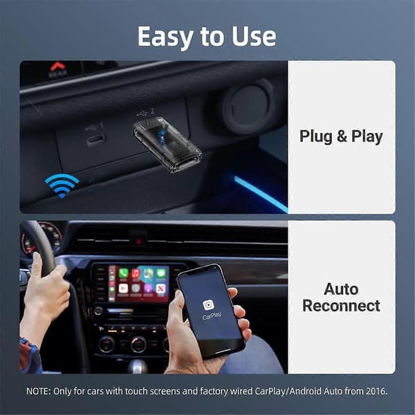 2in1 Mini Langaton Carplay -sovitin & Android Auto Langaton Sovitin, Saumaton Yhteys CarPlay Langaton Sovitin Dongle