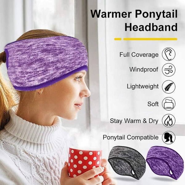 2pcs Running Headband Winter Windproof Fleece Thermal Full Cover Ear Muffs