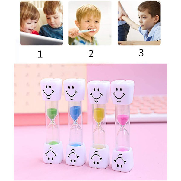 4 stk. Sand Timer Farverige Smiley Timeglas Timer 2 Minutter Børstning Orange