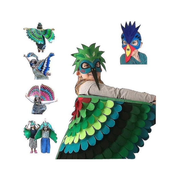 Rainbow Barn Fugler Vinger Kostyme Barn Dress Up Wings Mask W18