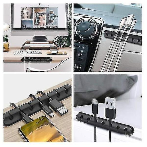 3 stk. skrivebords USB-datakabel-organisatorclips Grey