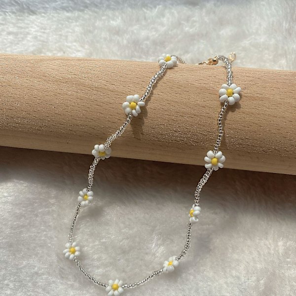 Boho Daisy Halskæde Blomst Korte Kæder Strand Perle Halskæder Smykker Tilbehør Til Kvinder