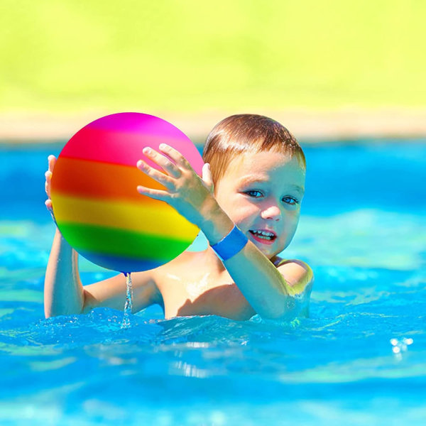 Uppblåsbar boll 9 tum Kickball studsbollar regnbågsbollar PVC-bollar miljövänlig strandboll för barn och vuxna inomhus utomhus sport spel (9 tum)