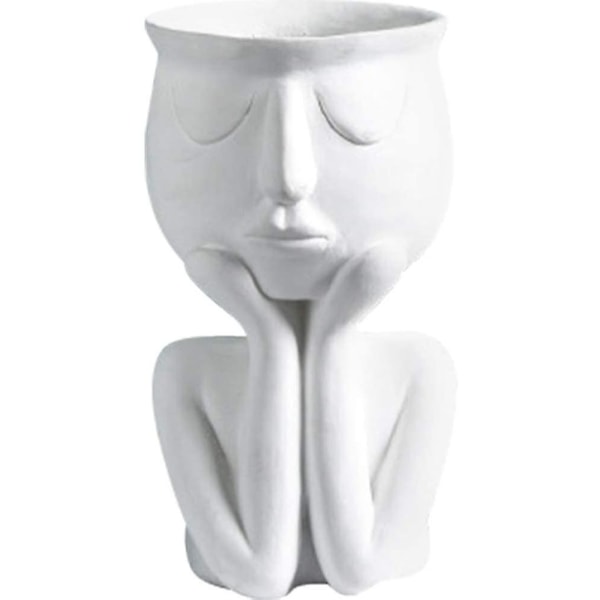 Blomsterpotter Sukkulenter Vase Gresk Statue Blomsterpotter Hjem Hagedekorasjon WHITE
