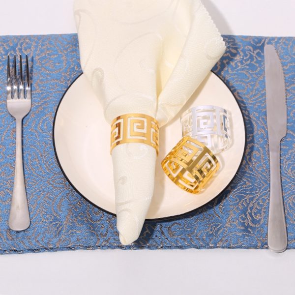 12 st kreativa servettknappar, metallservettringar, hotellbröllopsbord servettringar guld + silver