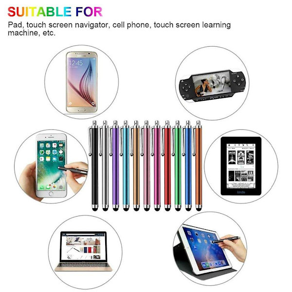 Lättviktspaket med kapacitiva skärmar Enheter Universell stylus Kapacitiv pekskärmspenna för surfplatta Mobiltelefon Slumpmässig färg