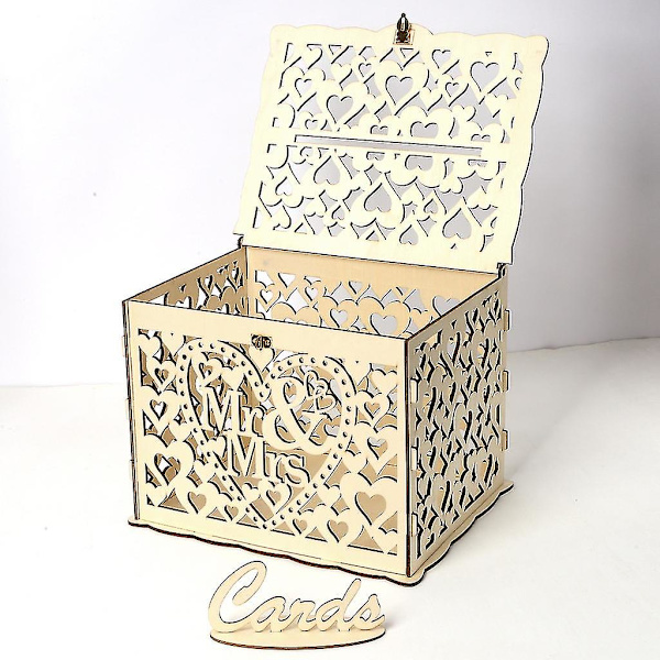 Bröllops Pengar Box Hållare Rustik Diy Trä Post Kuvert Presentkort Lådor Med Lås Slot L