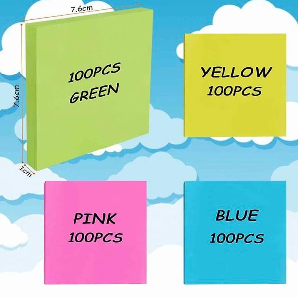 5 Pack Sticky Notes, 75 X 75 Mm Sticky Notes, 100 Sheets Each, Multi-coloured Sticky Notes, To-do Lists (5 Colours)