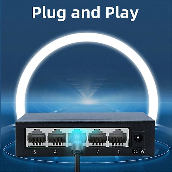 5 Porte Gigabit Netværk Switch, 1000Mbps Lille Ethernet Splitter Netværk Switch til Skrivebord og Vægmontering, Plug and Play