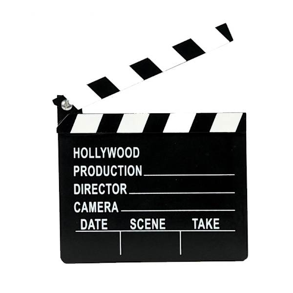 puinen musta hollywood-elokuvan clapperboard
