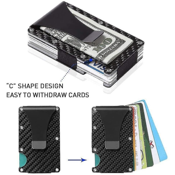 Carbon Fiber Credit Card Holder Rfid Blocking With Metal Money Clip