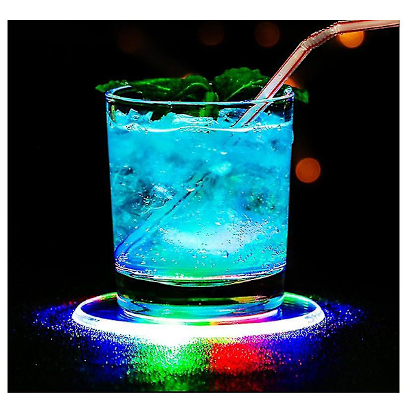 Led fargerike glassbrikker 2 stk drikkebrikker colorful
