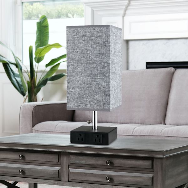 USB-oppladbar stoffbordlampe, amerikansk enkel moderne firkantet soveromslampe, liten nattlampe, amerikansk standard