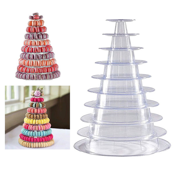 10-kerroksinen 4&quot; - 13&quot; halkaisijaltaan oleva macaron-kakkuteline ranskalaisille macaroneille