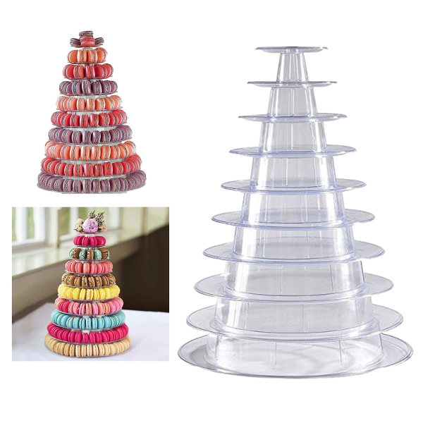 10 Tier 4&quot; - 13&quot; Dia Macaron Cake Tower Display Stand För Franska Macarons