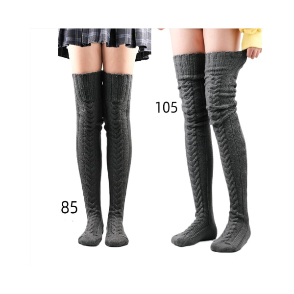 1 par varme uldstrømper, efterår og vinter ensfarvede over-the-knee strømper, stablede strømper, tykke strømper, damestrømper, hvide