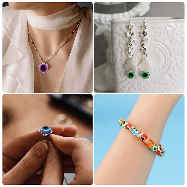 450 st onda öga pärlor ögonpärlor handgjorda onda öga harts pärlor berlocker för gör-det-själv armband halsband 15 färger 10MM