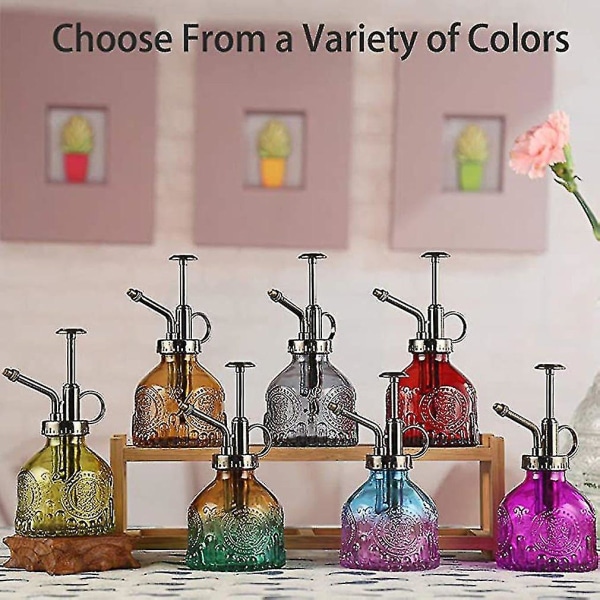 High Quality Plant Flowers Spray Bottle Retro Embossed Glass Manual Pressing Watering Pot Spray Can Garden Irrigation Tool