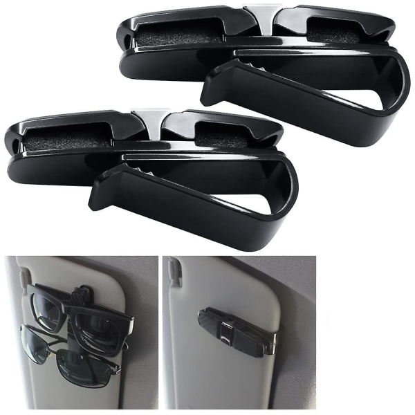 Glasögonhållare för bil solskydd Solglasögon med kortklämma Pack om 2