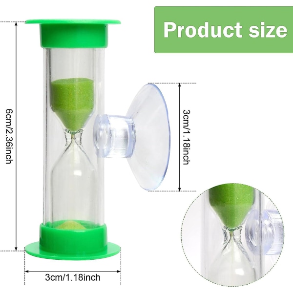 Sand Timer For Kids, 2 Pieces Timers With Suction Cup, 3 Minutes Teeth Brushing Time Display, Kitchen Timer Egg Timers For Kids Teeth Brushing School,