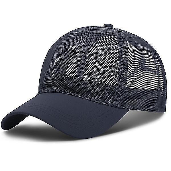 Unisex Mesh Baseball Caps Justerbar Åndbar Fuld Net Sol Hat Navy blue