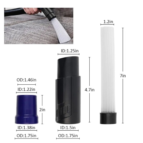 9 st universella dammsugarmunstycken 32 & 35 mm långt flexibelt borsthuvud rengöringsverktyg platt tunt sughuvud för säng