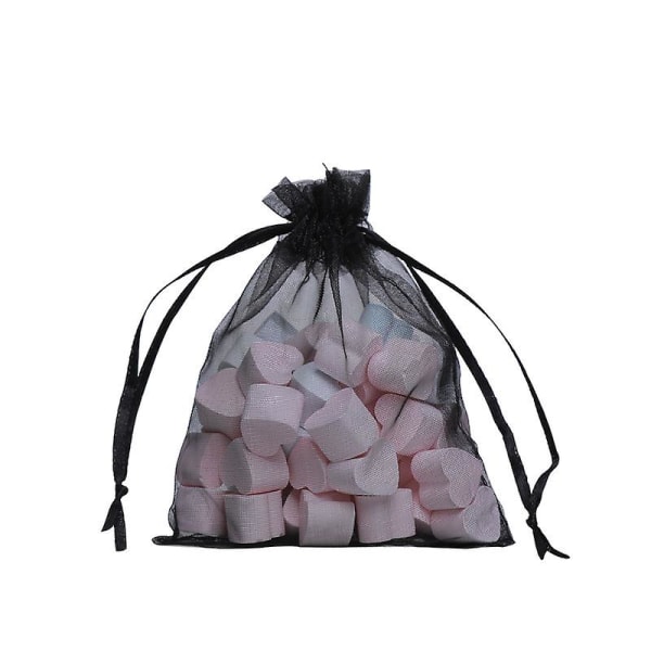 48 stk. 10x15 cm Premium Sheer Organza-poser Hvide Bryllupsgaveposer Med Snøre Smykkegaveposer Til Festfestival 49pcs Black