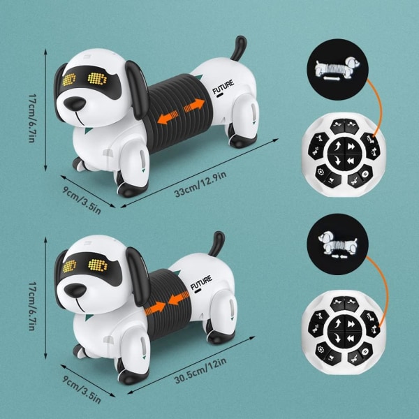 Fjernbetjent elektronisk hund til børn - Robotkæledyr Interaktive robotdyr Smart RC hvalp Programmerbar med gående og dansende legetøj til piger drenge