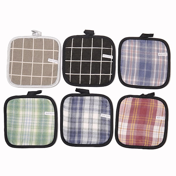 Set med 6 grytunderlägg, 100 % bomull, för grillning, matlagning, ugn, mikrovågsugn, grillning, vår/sommar, påsk (17,5 cm x 17,5 cm)