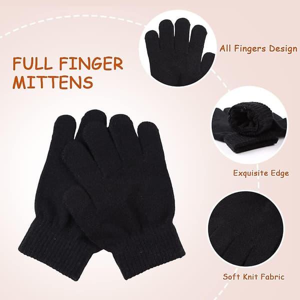 Barn Vintermössa Halsduk Vantar Set Stickad Varm Småbarn Vintermössa Vantar Halsvärmare Black