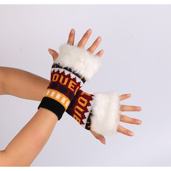 3 par efterår og vinter kunstig uld handsker nye strikkede handsker halv finger handsker computer handsker uld handsker C port