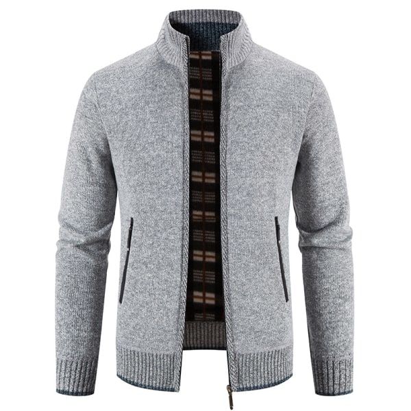 Stickade Casual Cardigans för Män Light Grey M