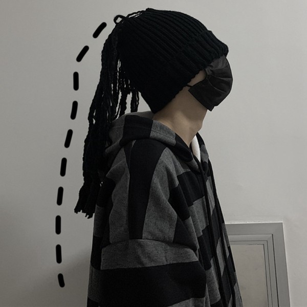 Personlig frynset dreadlocks-hat, stegt kylling cool strikket hat, hip-hop cool stegt flettet uldhat