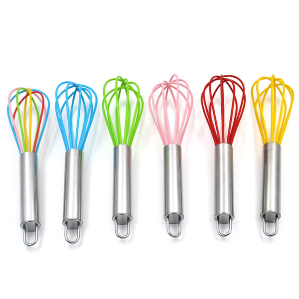 6pcs Stainless Steel and Silicone Hand Mixer Household Baking Tools 8 Inch Hand Mixer