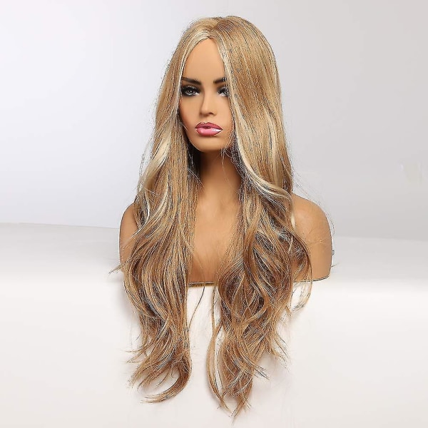 Lång blond peruk för kvinnor Blonda ombre peruker Långa naturliga vågiga syntetiska peruker 26 tum Blond