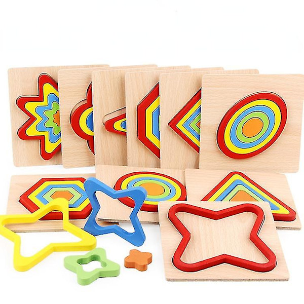 Barnepuslespill for tidlig barndomsutvikling Kognitivt tredimensjonalt geometrisk puslespillleketøy Five-Pointed Star