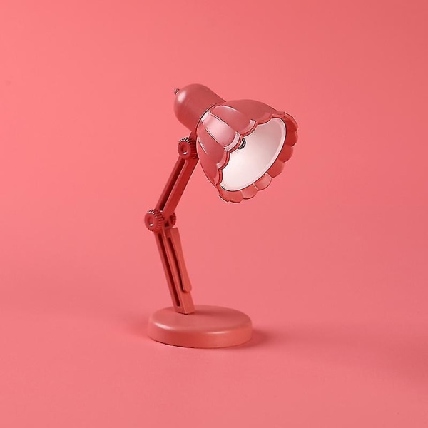 2st Mini Liten Bordslampa Led Vikbar Bärbar Liten Nattlampa Magnetsug Varmfärg Ögonskydd Läsbordslampa med klämma 09A-rose red