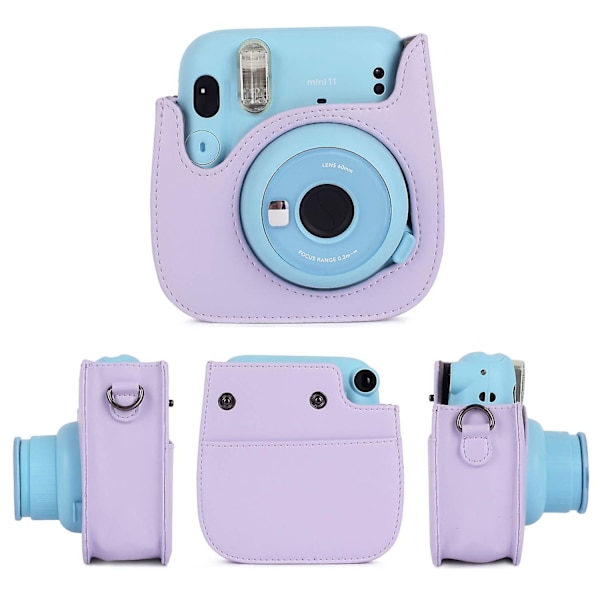 Instax Mini 11 -kameran suojakotelo, pehmeä PU-nahkainen laukku taskulla Purple