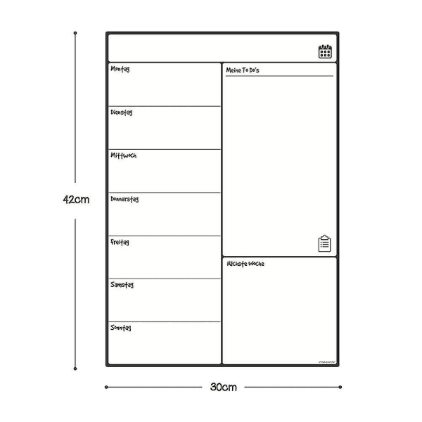 Magnetisk whiteboard køleskabs kalender af menuplanlægger, memo