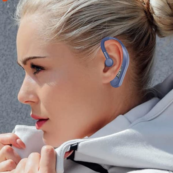 5.2 enkelt øre Bluetooth-headset støydempende mikrofon håndfri batteridisplay headset blå