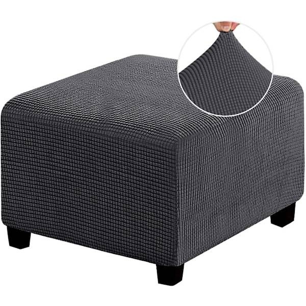 Stretch fotskammel trekk, krakkbeskyttertrekk med elastisk bunn, støvtett, avtagbart, vaskbart fotskammeltrekk, ottomansk trekk Dark Gray