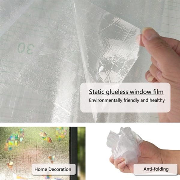 45 * 200 cm 3D laser stor cirkel geometrisk elektrostatisk glasfilm självhäftande fri fönsterdekal för att skydda integriteten Färgglad fönsterdekal