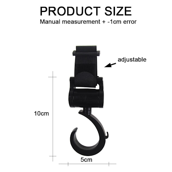 Multifunktionell hängande väska krok för barnvagn, 2-pack