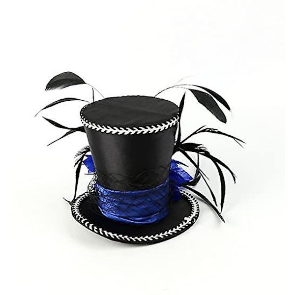 Mini Top Hat Feather Fascinator Cocktailblå Fjäder